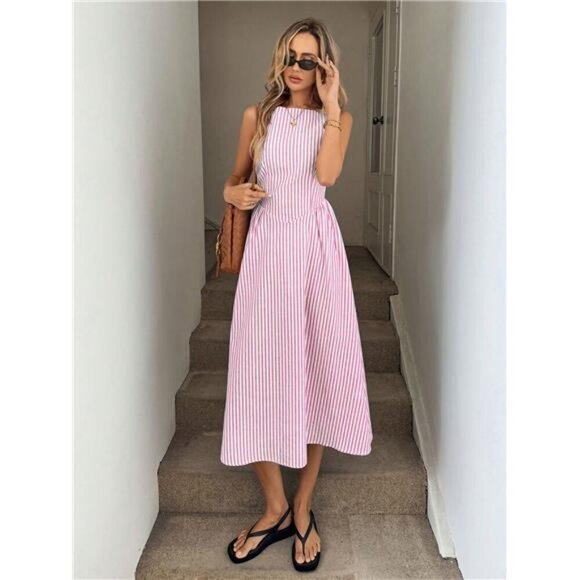 Sleeveless Striped Midi Dress - Picture 12 of 16